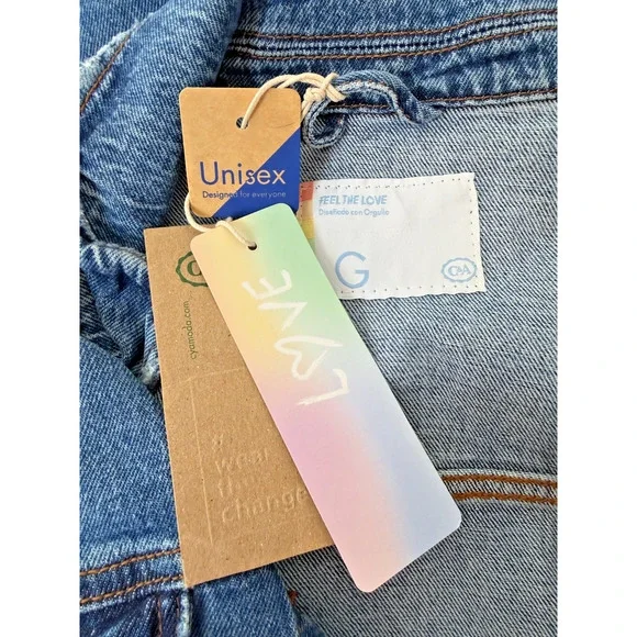 NWT C&A Denim Pride Trucker Feel The Love Jacket $600 EVERYONE FITS HERE LG 0049 - Picture 12 of 13